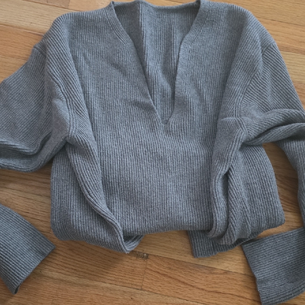 Elegant Charcoal V-Neck Sweater